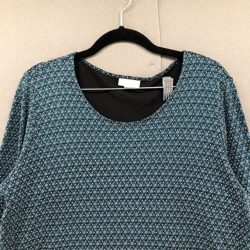 J. Jill Long Sleeve Top Womens Modal Blend Floral Blue Size Large L Crewneck - Picture 3 of 12